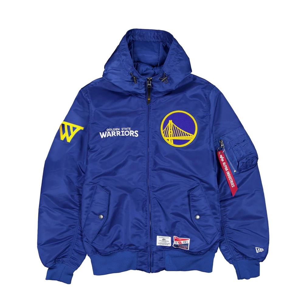Alpha Industries x Golden State Warriors x New Era L-2B Hooded Bomber Jacket
